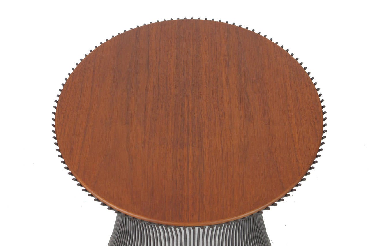 Late 20th Century Warren Platner for Knoll Side Table with Inset Wood Top in Bronze