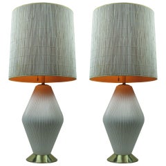 Pair of Fluted White Porcelain Lamps by Gerald Thurston