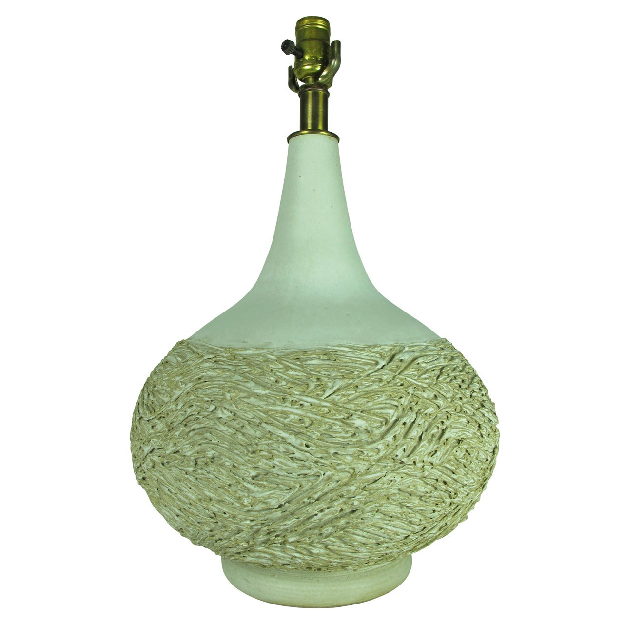 White Gourd Shape Design Technics Ceramic Table Lamp by Lee Rosen