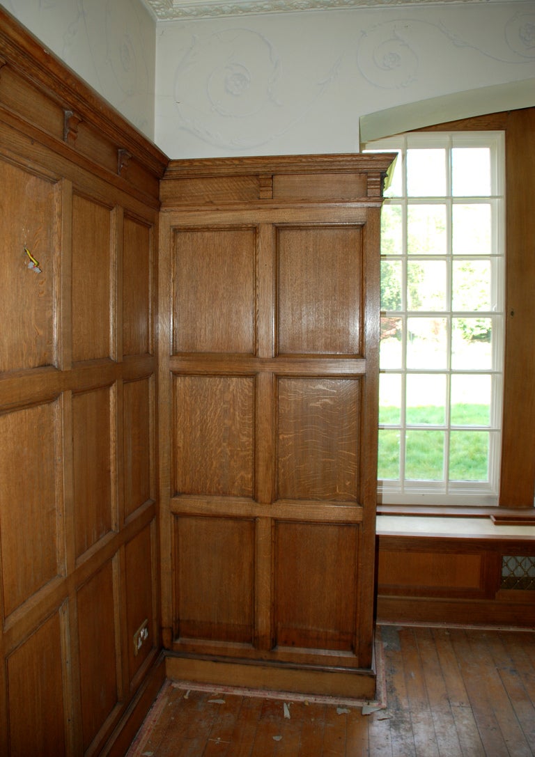 20th Century An oak panelled room with stone fireplace For Sale