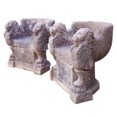 A pair of Italian Rosso Verona marble thrones