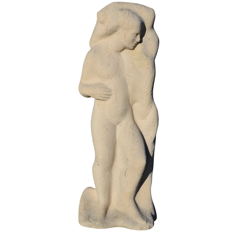 A Portland Stone Sculpture of a Woman in Profile
