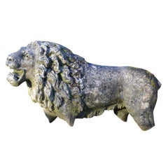 Antique A Large Portland Stone Standing Lion, Now a Fragment