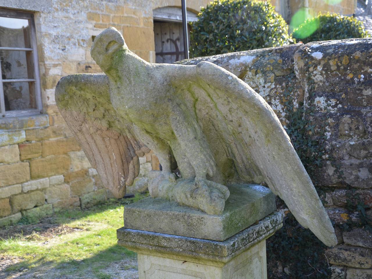 Pair of Carved Stone Eagles In Good Condition For Sale In Gloucestershire, GB