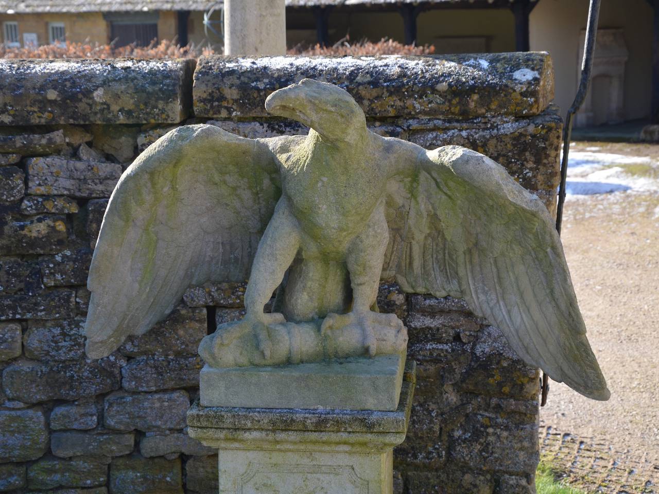 19th Century Pair of Carved Stone Eagles For Sale
