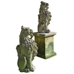 Pair of 19th Century Carved Bath Stone Griffins