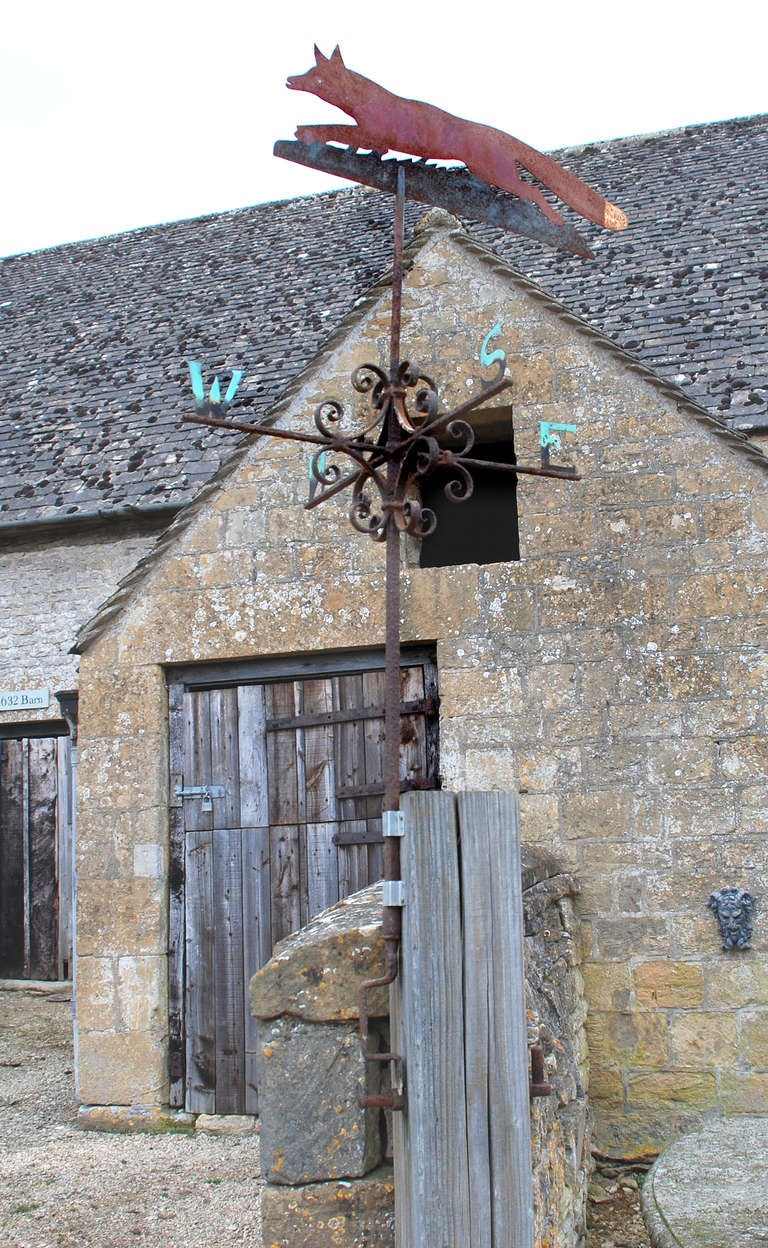 An early 20th century, circa 1900, wrought iron weather vane In Fair Condition For Sale In Gloucestershire, GB