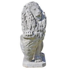 Late 19th Century, Weathered Marble Seated Lion, circa 1890
