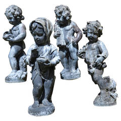 Antique Set of Four Large Lead Seasons