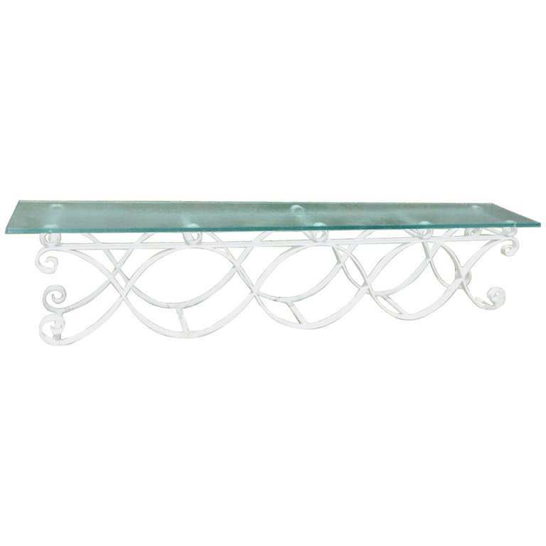 A 20th Century Iron Bench With Frosted Glass Seat For Sale