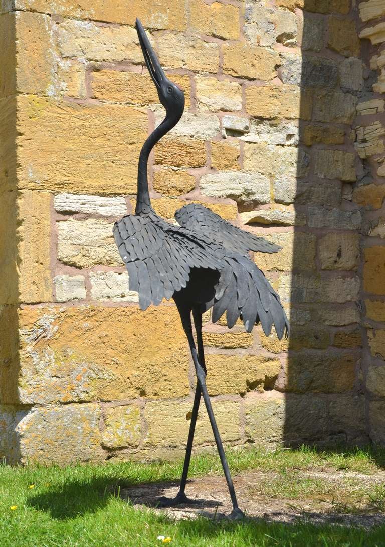 A Bronze Meiji Crane With Outstretched Wings