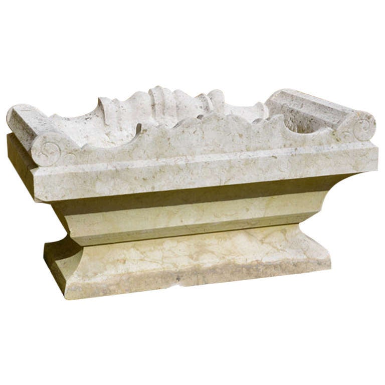 French, Late 19th Century, Bourgogne Stone Rectangular Planter For Sale
