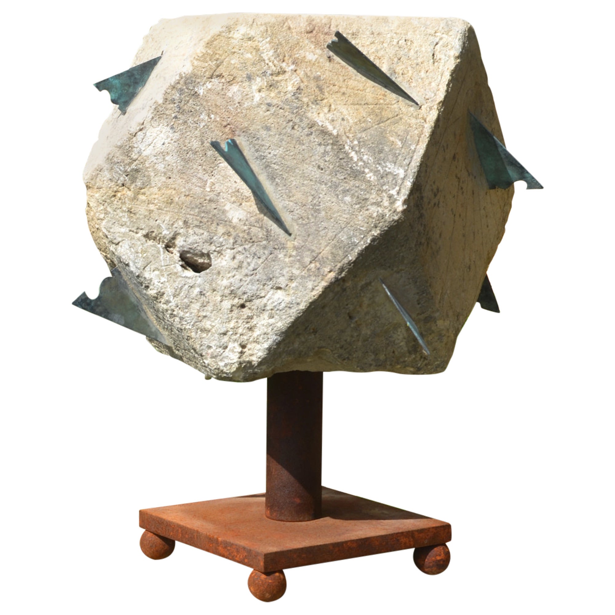 Large 18th Century Polyhedral Limestone Sundial For Sale