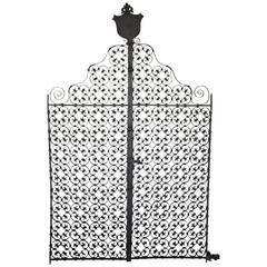 Pair of Early 20th Century Wrought Iron Garden Gates with Shield