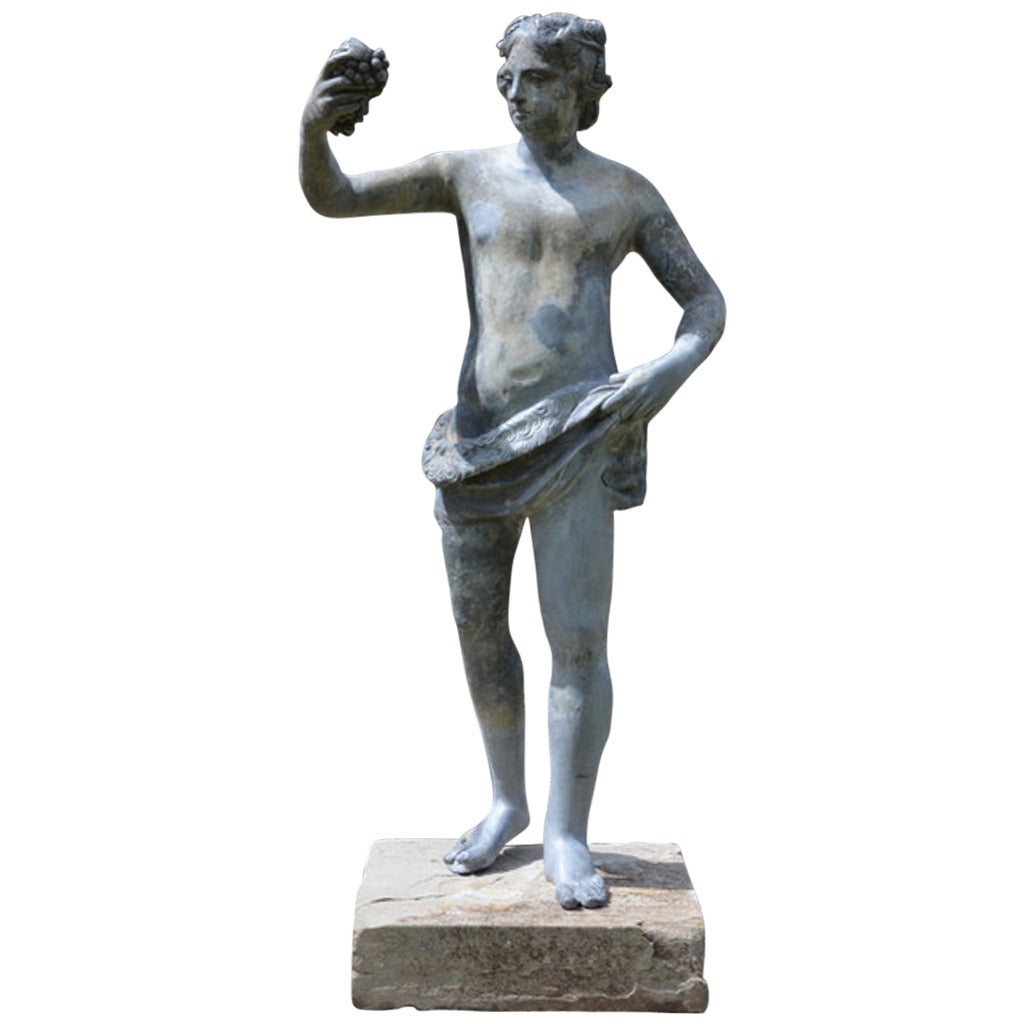 18th Century Lead Figure of Bacchus For Sale