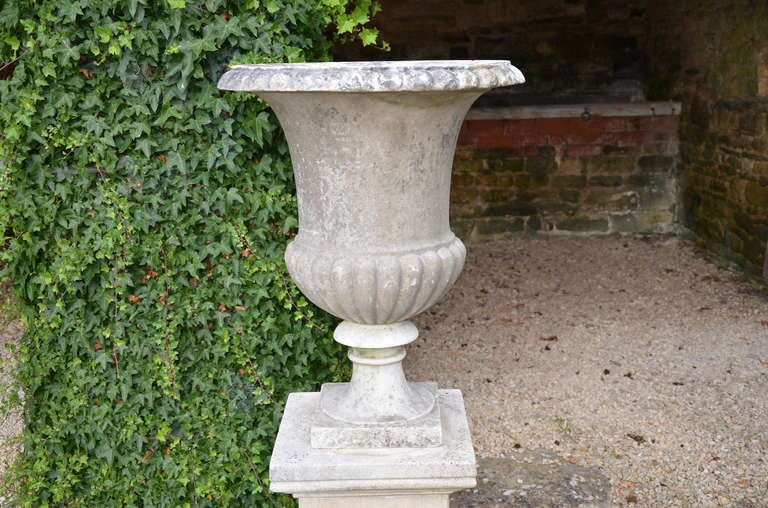 Neoclassical An Italian White Marble Campana Urn