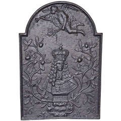 Extremely Rare Surviving Example of a William III Period Cast Iron Fireback