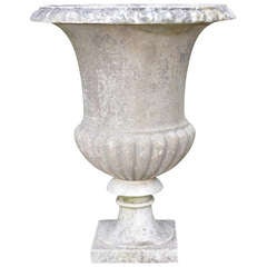An Italian White Marble Campana Urn