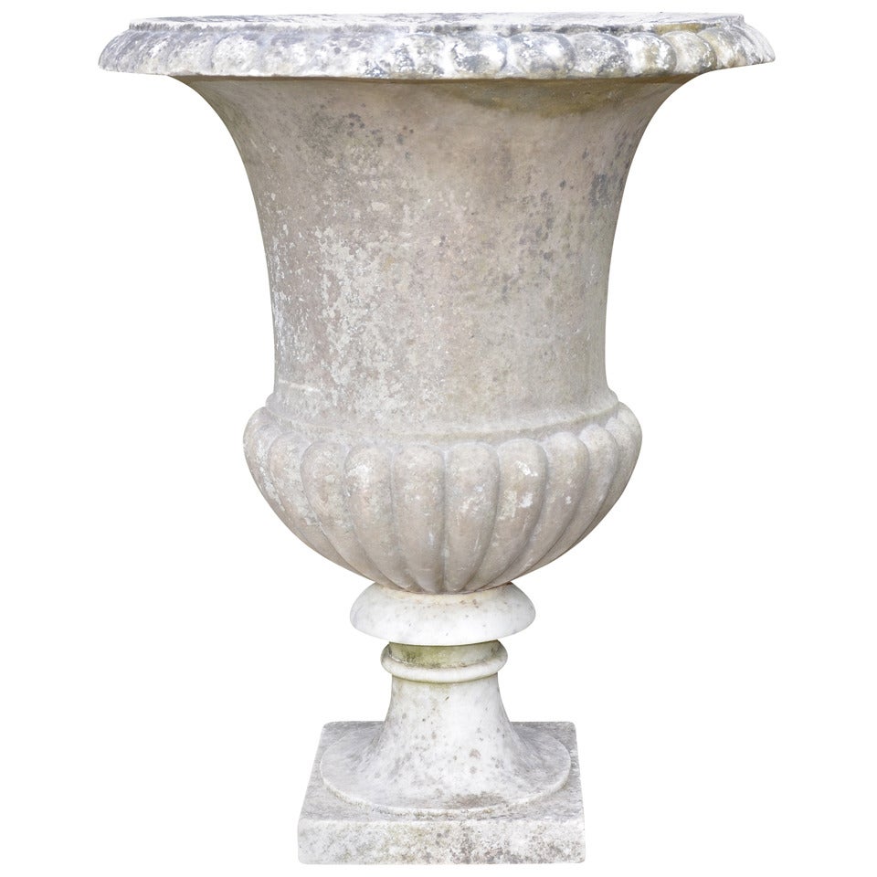 An Italian White Marble Campana Urn