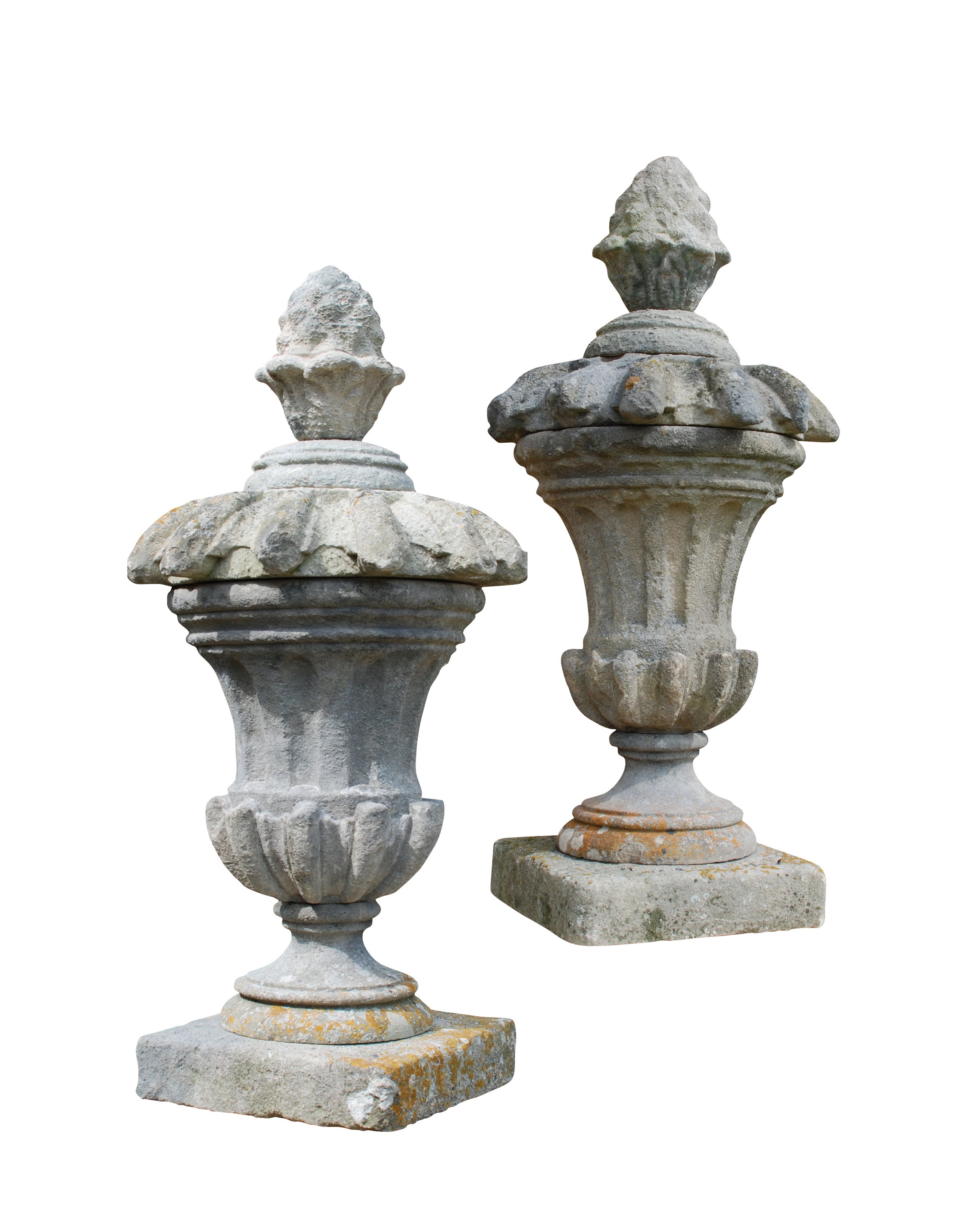 A pair of mid 18th century Bath stone finials