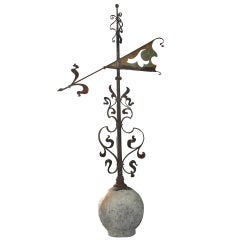 Antique An Early 19th Century Wrought Iron and Copper Weather Vane