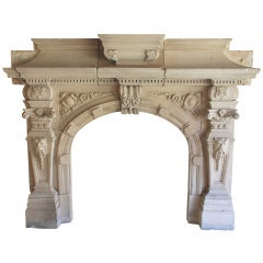 An Impressive Early 19th Century Fireplace In Natural Limestone