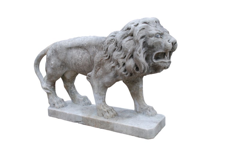 A pair of Italian marble lions, circa 1880