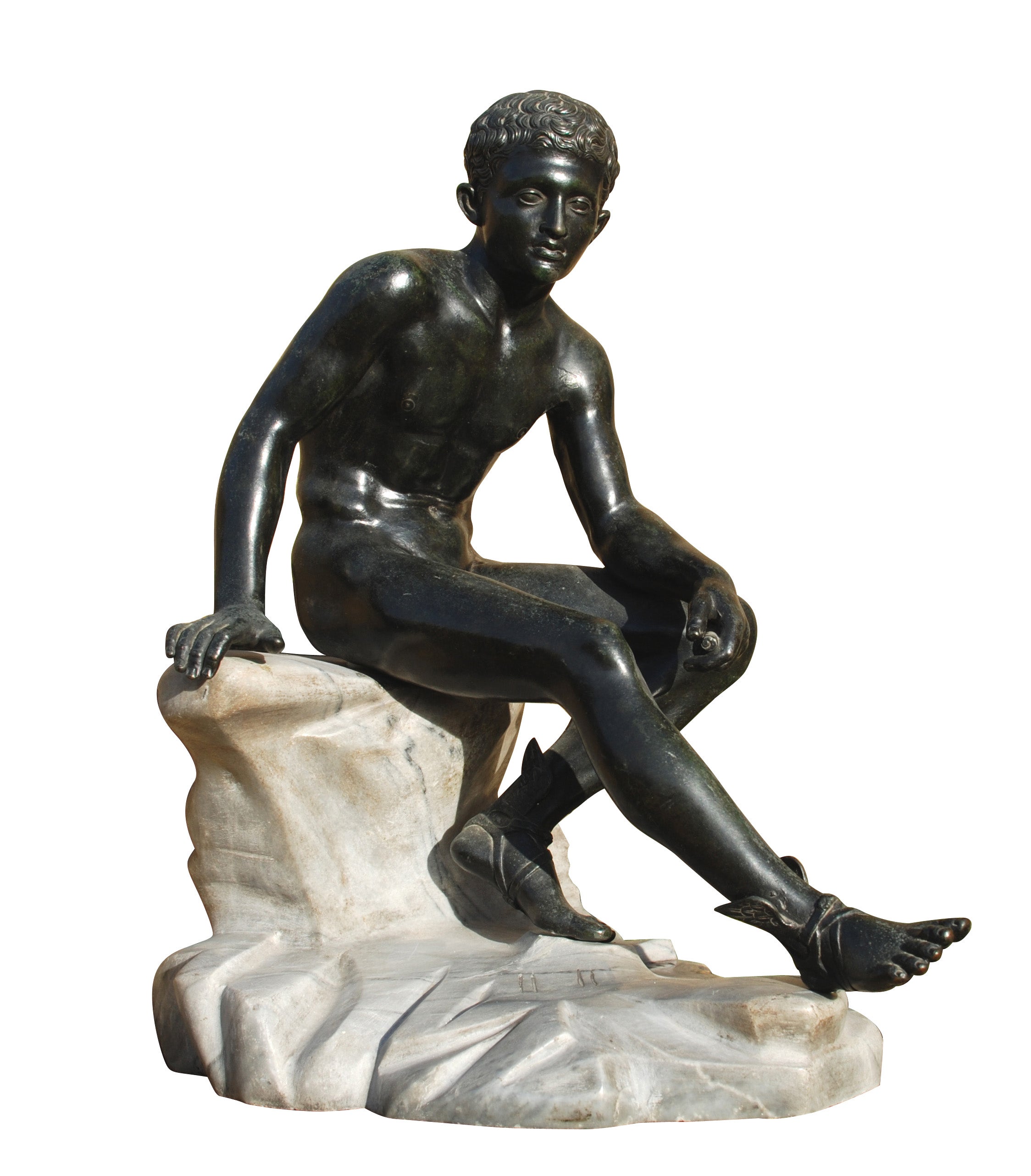 A small scale Neapolitan bronze of the Seated Hermes