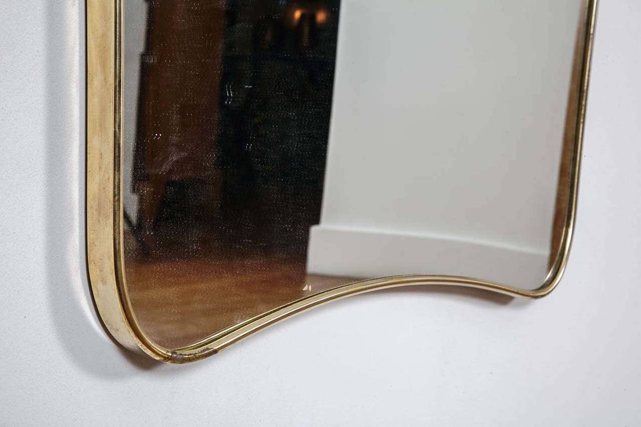 Pair of Gilt Brass Framed Mirrors by Gio Ponti, 1950s For Sale 1