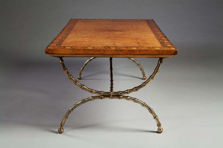 Aesthetic Movement A Fine Burr Oak and Polished Brass Low / Coffee Table