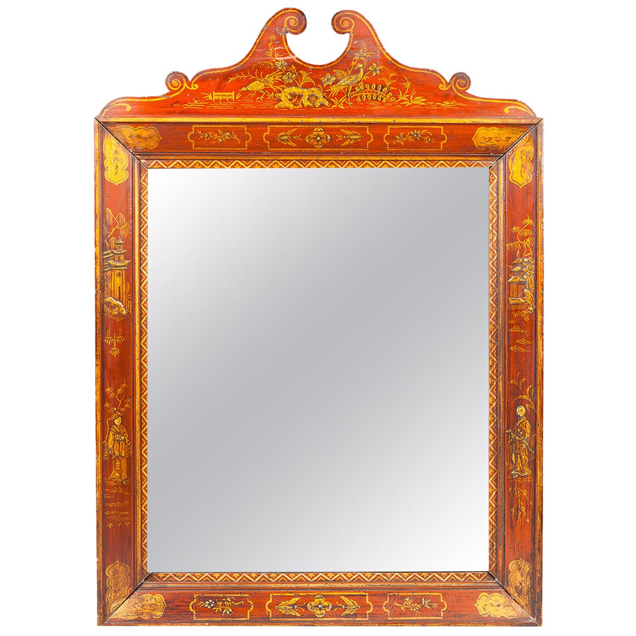 18th Century Red Japanned Mirror