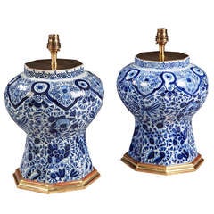 Pair of 19th Century Delft Vases Mounted as Lamps