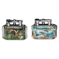 Antique Two rare Dunhill Aquarium Table Lighters