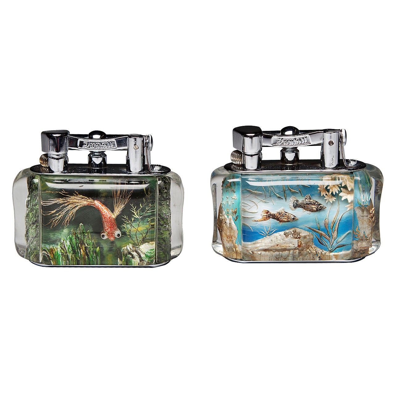 Two rare Dunhill Aquarium Table Lighters