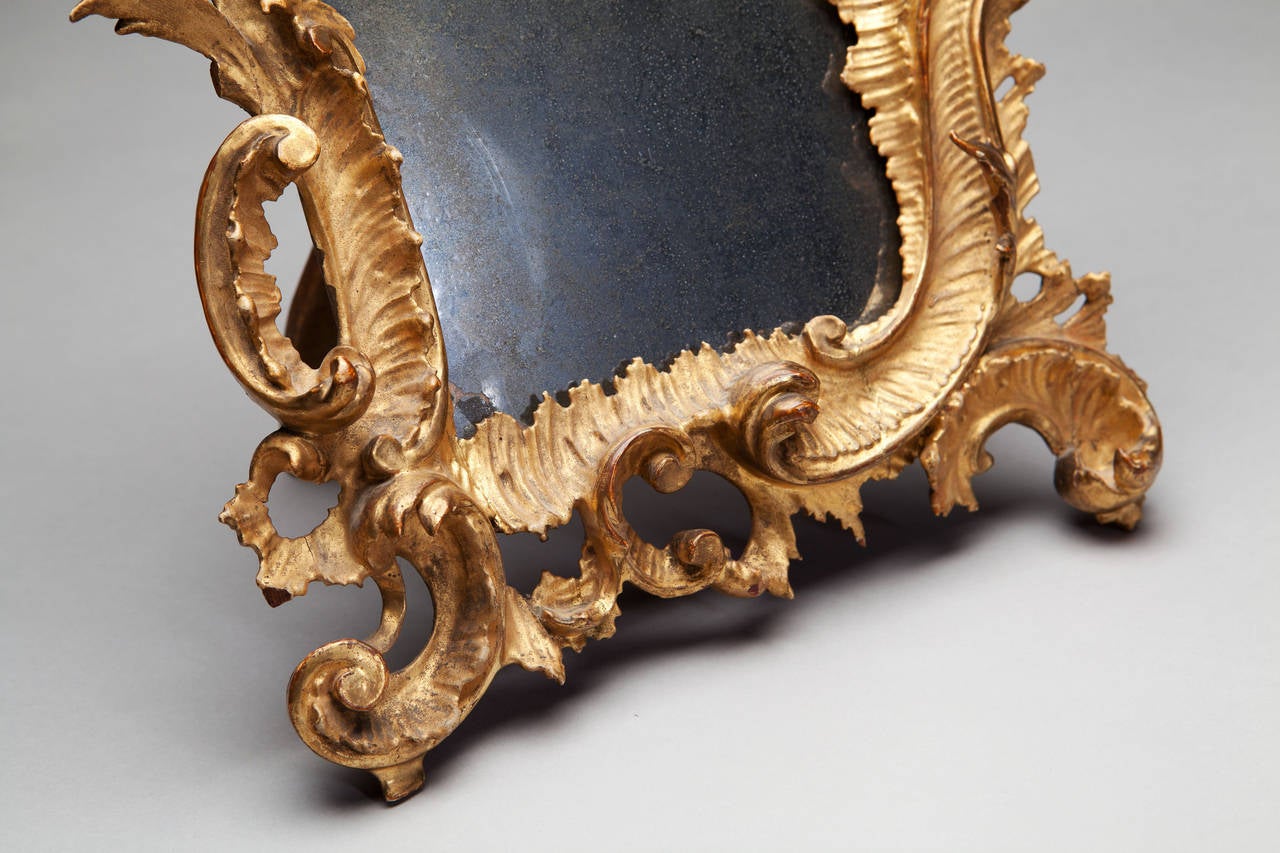 18th Century and Earlier 18th Century Italian Rococo Giltwood Mirror