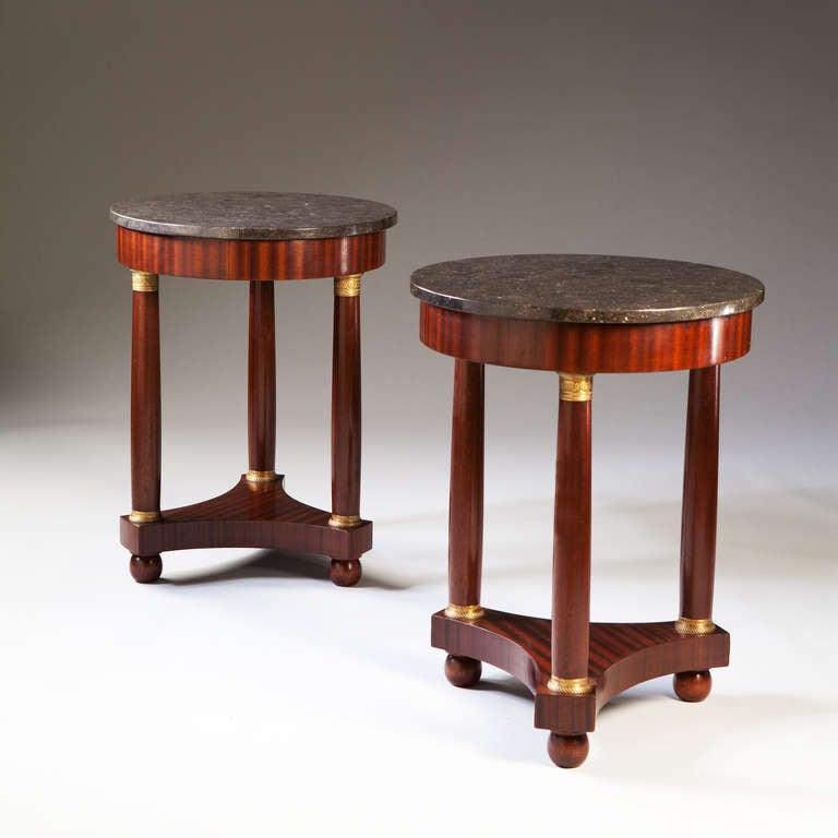 A Pair of Round Mahogany End / Lamp Tables