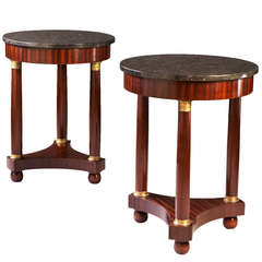 A Pair of Round Mahogany End / Lamp Tables