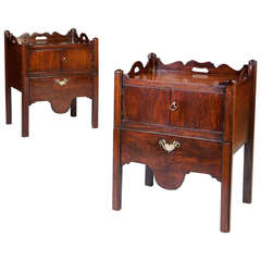 A Matched Pair Of George III Mahogany Bedside Table Cabinets