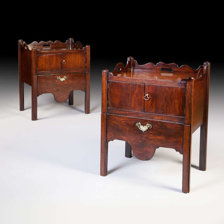 A Matched Pair Of George III Mahogany Bedside Table Cabinets