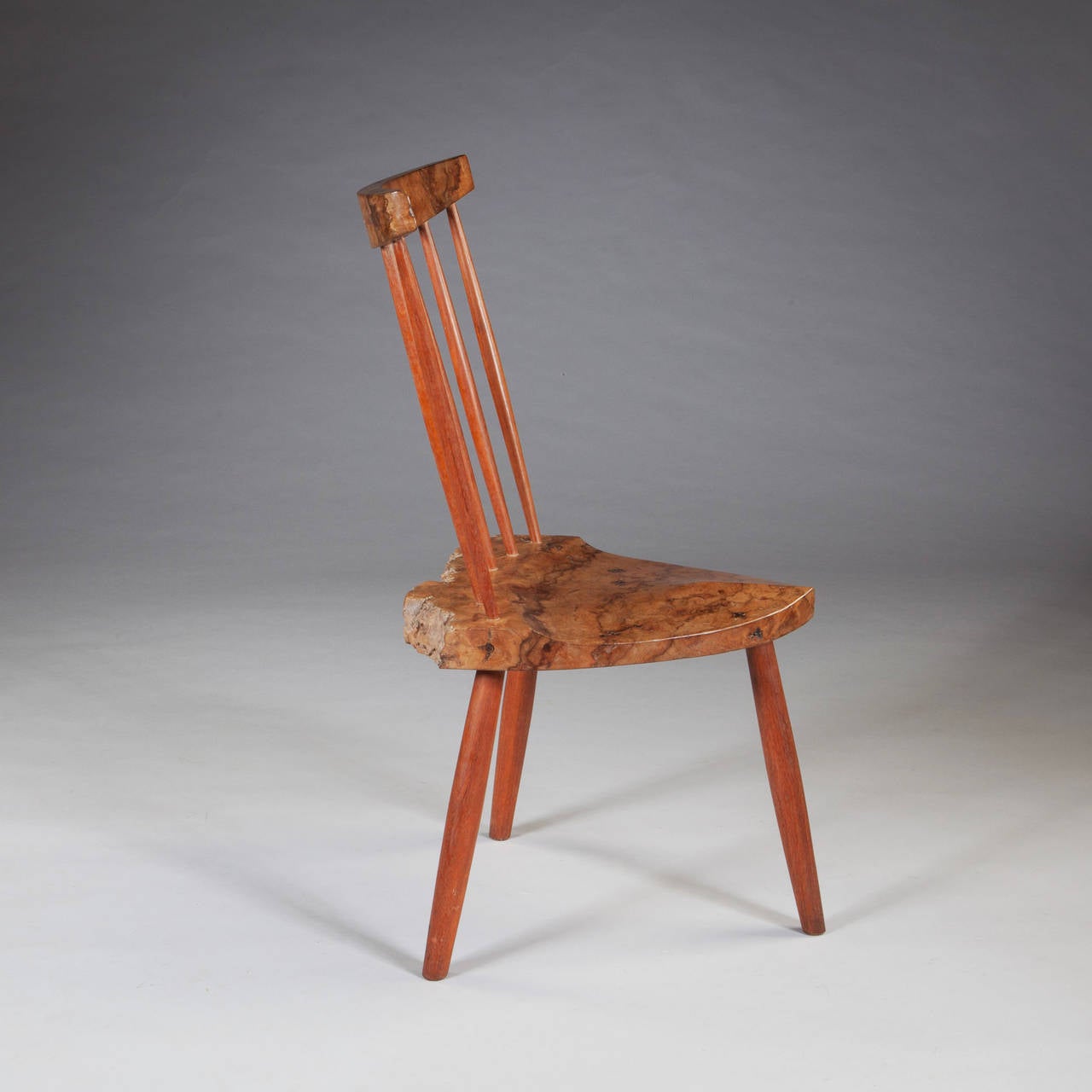 An Unusual Pair of Burr Walnut Side Chairs, After George Nakashima 2