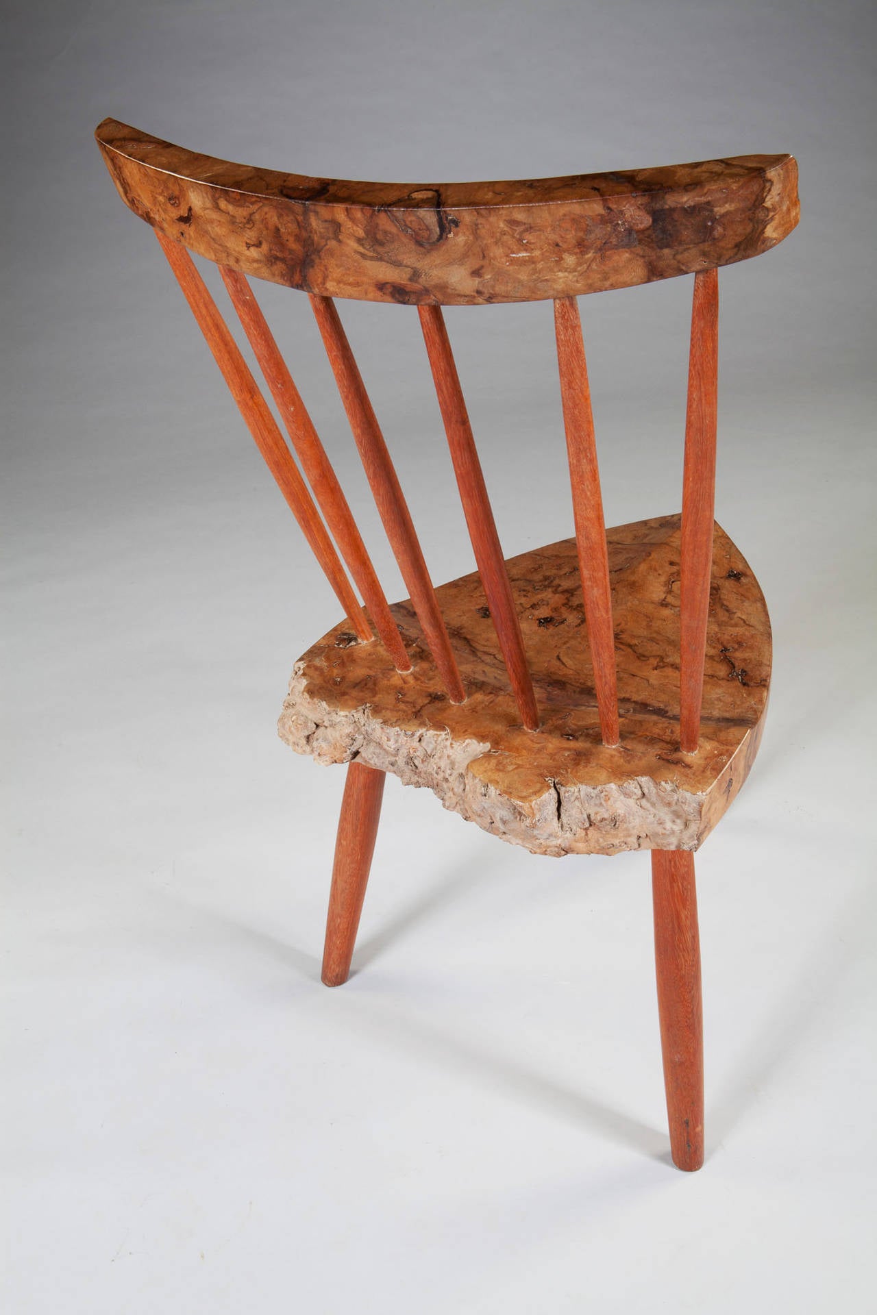 An Unusual Pair of Burr Walnut Side Chairs, After George Nakashima 5