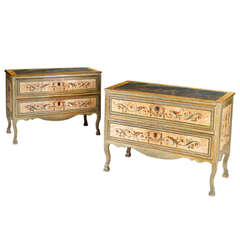 A Pair of Italian Painted Commodes