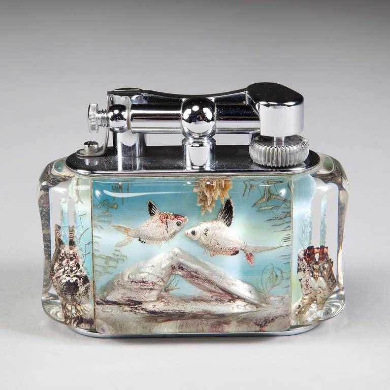 British Three Dunhill Aquarium Table Lighters
