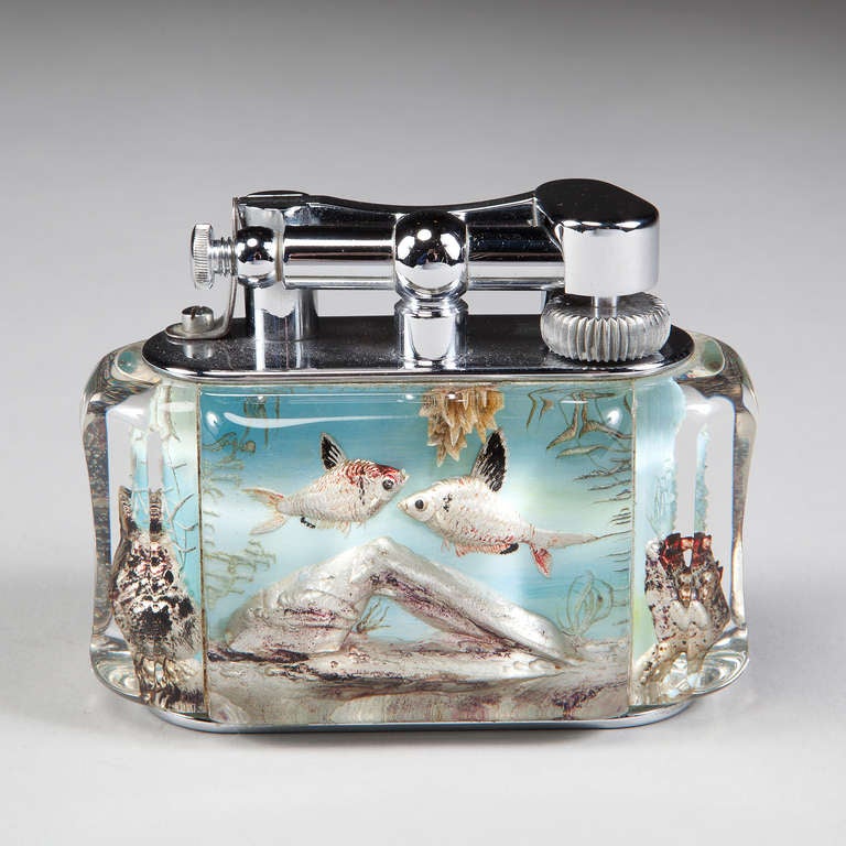 British Three Dunhill Aquarium Table Lighters 