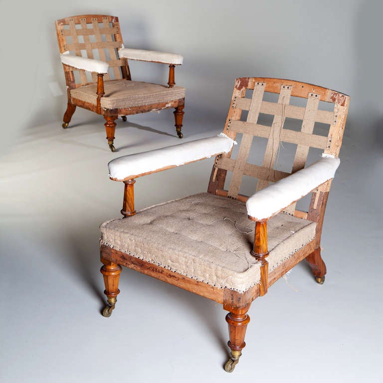 A Pair of Gillows Library Armchairs