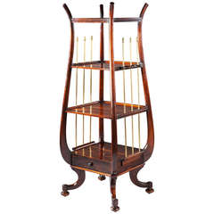 Antique A Regency Period Lyre Sided Whatnot Etagere