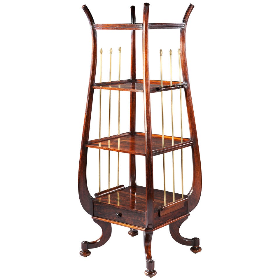 A Regency Period Lyre Sided Whatnot Etagere