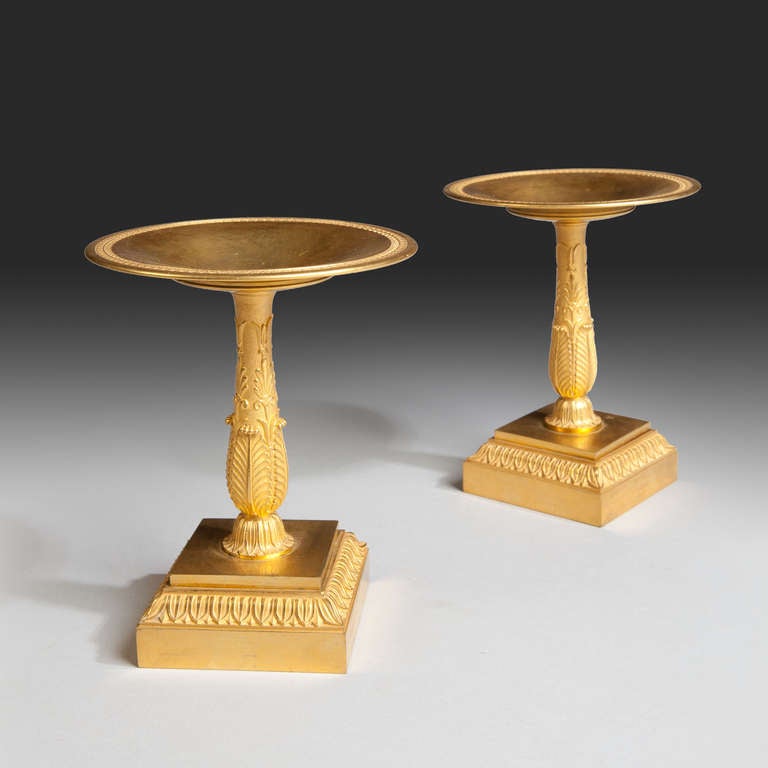 Pair of Russian Gilt Bronze Tazza