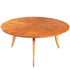 Antique Fine Bird's-Eye Maple Wood Coffee Table of Circular Form by Jean Pascaud