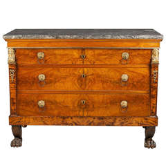 Fine French Egyptian Revival Empire Period Walnut Commode